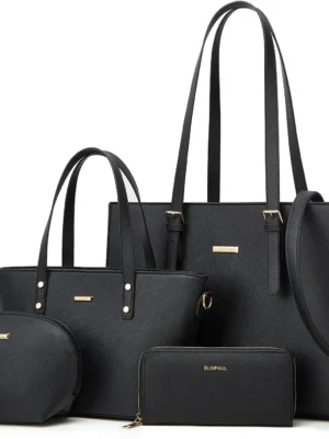Women Fashion Synthetic Leather Handbags Tote Bag Shoulder Bag Top Handle Satchel Purse Set