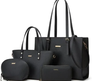Women Fashion Synthetic Leather Handbags Tote Bag Shoulder Bag Top Handle Satchel Purse Set