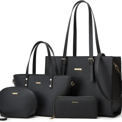 Women Fashion Synthetic Leather Handbags Tote Bag Shoulder Bag Top Handle Satchel Purse Set