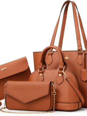 4PCS Women Fashion Handbags Purses Wallet Shoulder Bags Casual Tote Bag Crossbody Bags, Handbag Set Gift for Ladies Girls
