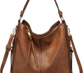 Realer Hobo Crossbody Bags for Women Designer Faux Leather Hobo Handbags Retro Large Size Shoulder Bag Bucket Purse