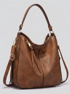 Realer Hobo Crossbody Bags for Women Designer Faux Leather Hobo Handbags Retro Large Size Shoulder Bag Bucket Purse