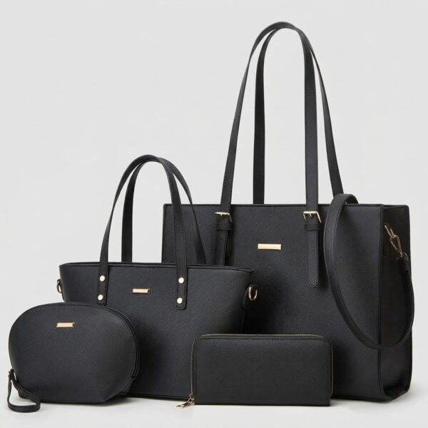 Women Fashion Synthetic Leather Handbags Tote Bag Shoulder Bag Top Handle Satchel Purse Set